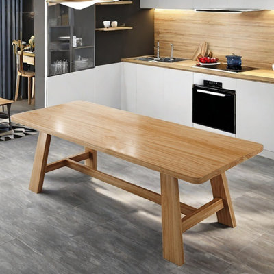 Ash Wood Dining Table Solid Wood Legs Smooth Edges