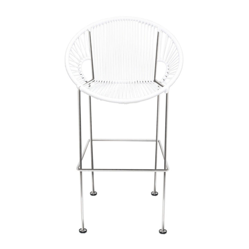 Tabouret 31 ", Chrome, Blanc