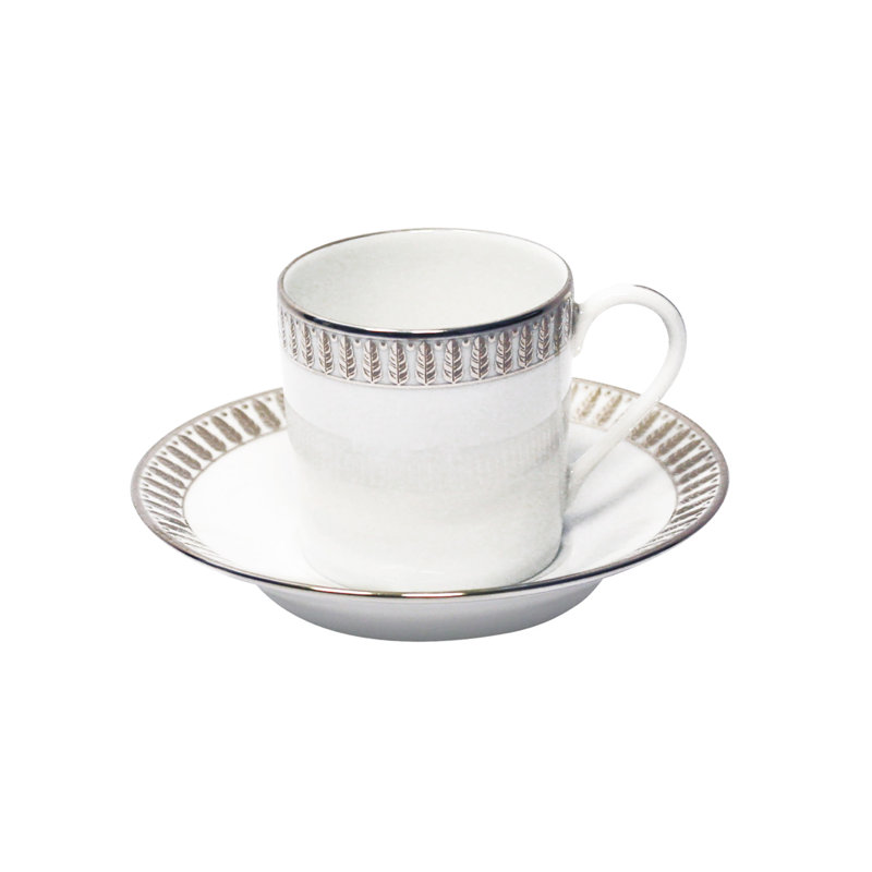 Plumes Porcelain Espresso Cup, Platinum, 2.3 oz.