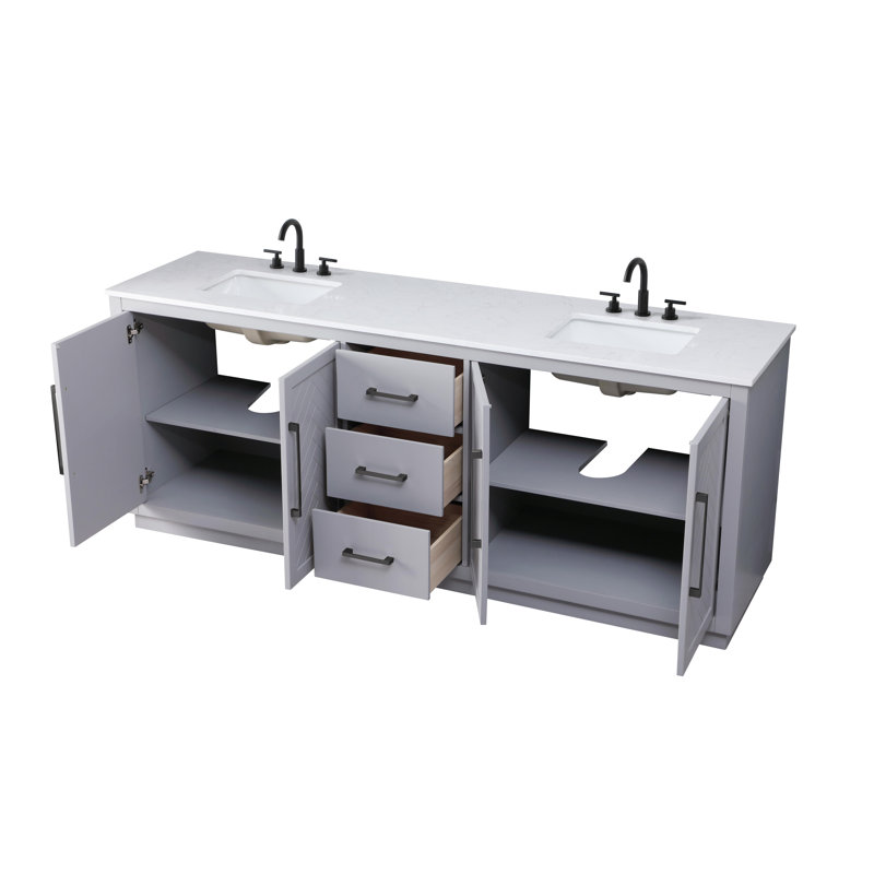 84 inch Double Bathroom Vanity, Gray
