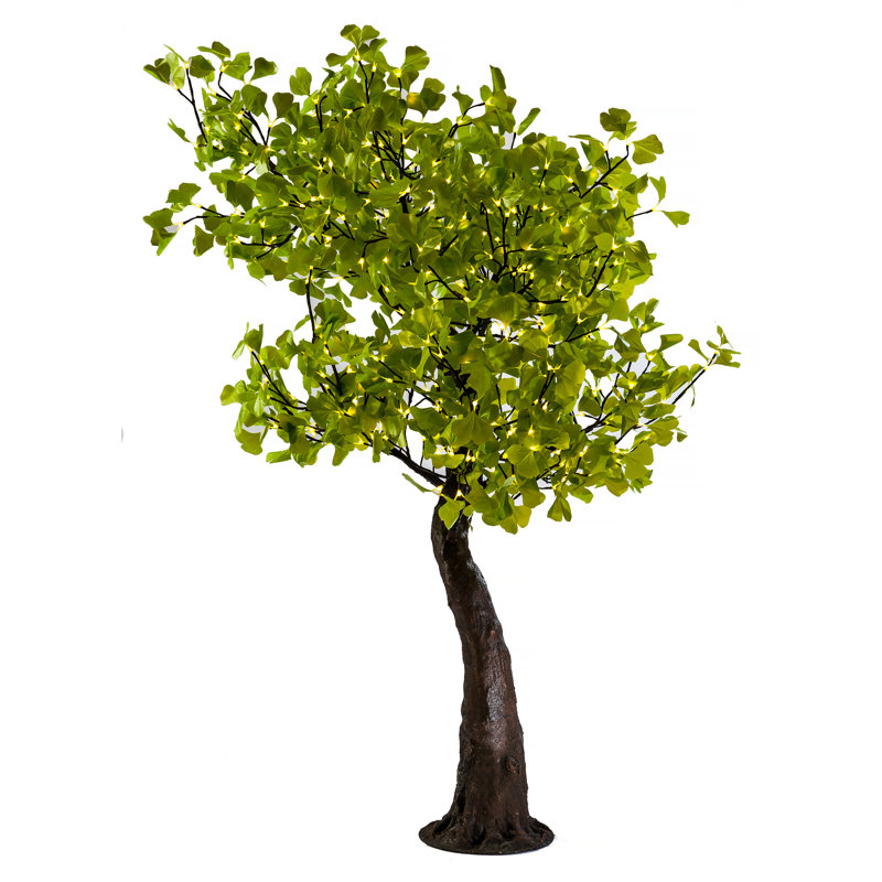 Ginkgo de 6 pieds, feuilles vertes, lumières à DEL blanc chaud, Vert