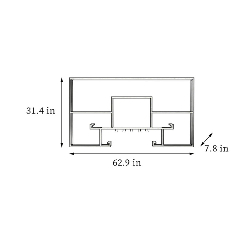 Kemiyah, Noir, H 31,4 po x l 62,9 po x P 7,8 po