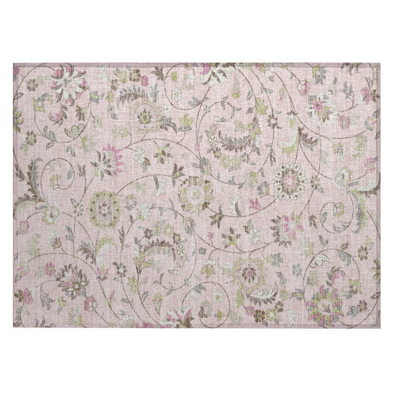 Tapis intérieur / extérieur rose lavable à la machine ACN1006 1 pi 8 po x 2 pi 6 po, Rectangle 1 pi 8 po x 2 pi 6 po