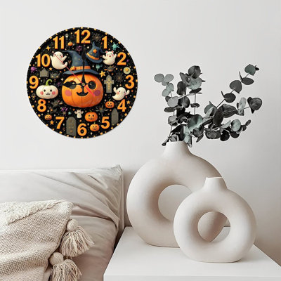 Horloge d'Halloween citrouilles fantômes chauves-souris