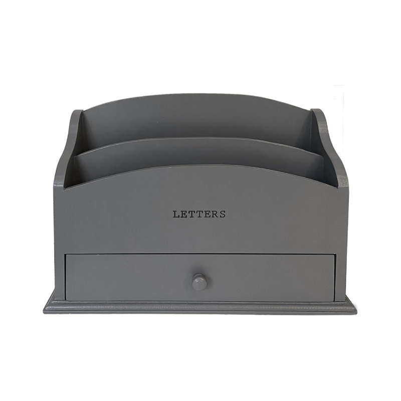 Manufactured Wood Desk Organiser, Grey, 21.2cm H x 26cm W x 9.7cm D