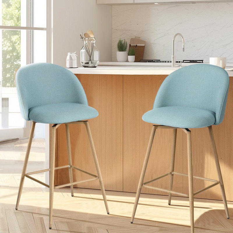 Asotin 26" Seat Height Swivel Upholstered Counter Stools Barstool with Backrest Footrest for Kitchen Island Dining Room, Oak