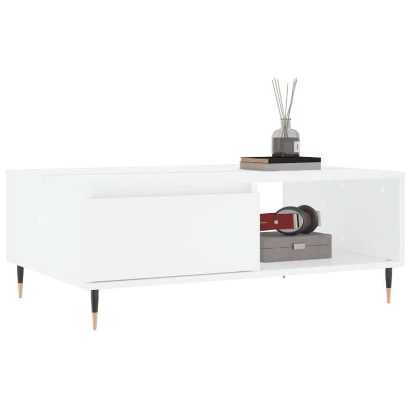 Erinn Four Leg Coffee Table with Storage, White