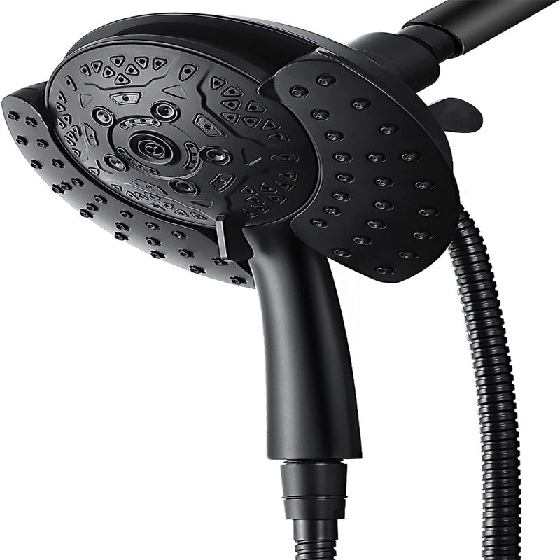 Black Stainless Steel Dual-Head Rainfall Shower System