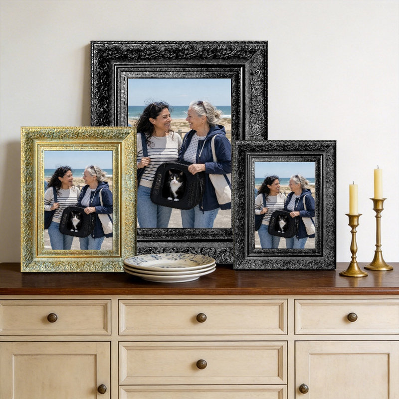 Cadre photo 3 pièces noir style Heritage pour tablettes et photos de chambre 11 po x 14 po, Noir, 3, L 11 po x H 14 po