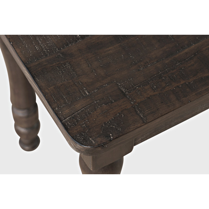 Eradis Three Piece Solid Wood Dining Set With Two Benches, Barnwood Brown
