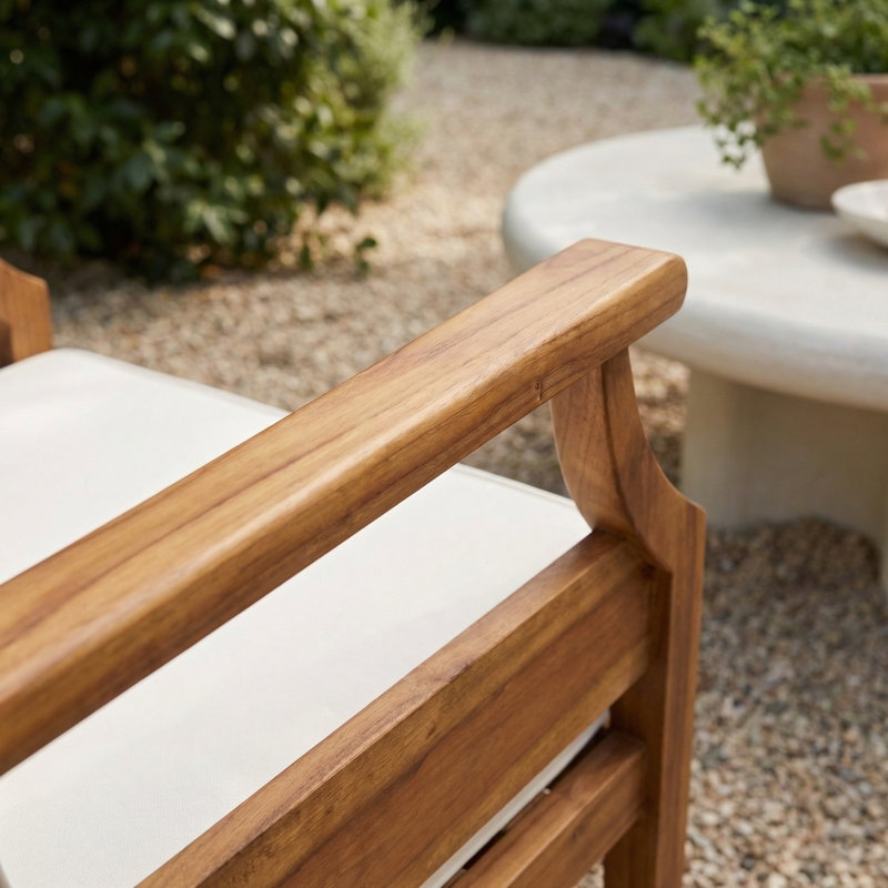 Leist Acacia Outdoor Lounge Chair, Cream