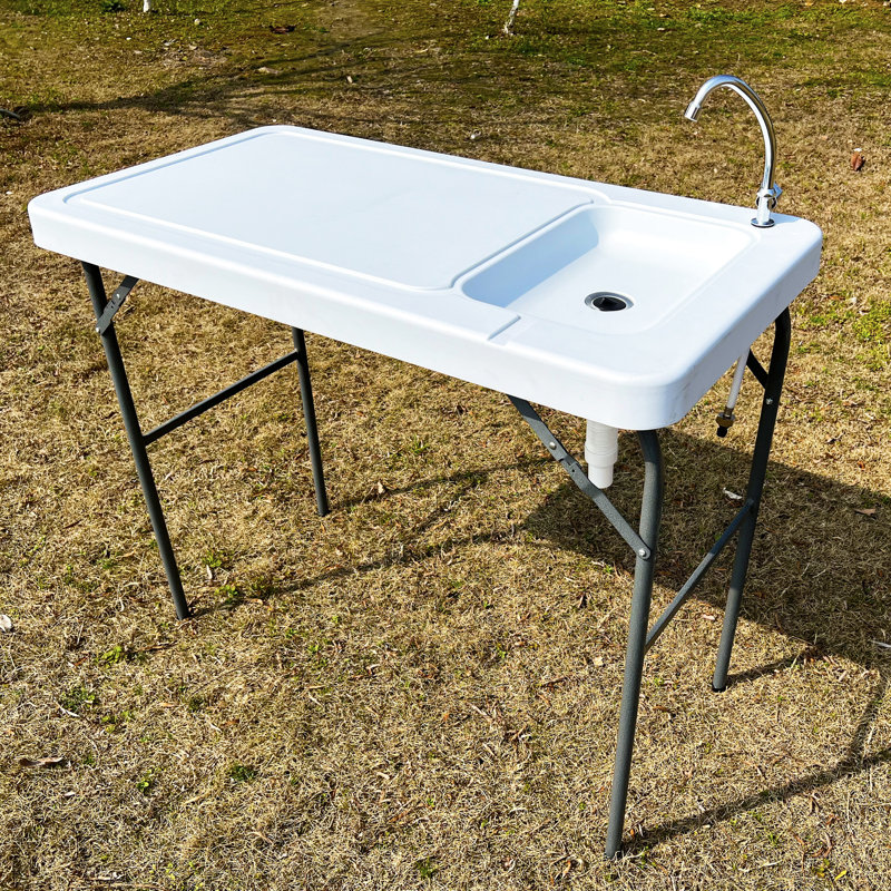 Bureau extérieur pour filet de poisson avec évier et robinet - poste de nettoyage amovible pour une utilisation à long terme