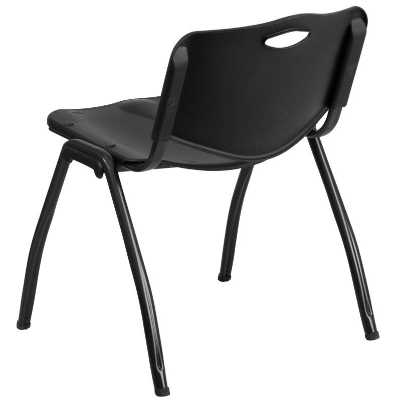 Black Powder-Coated Metal Stacking Office Chair