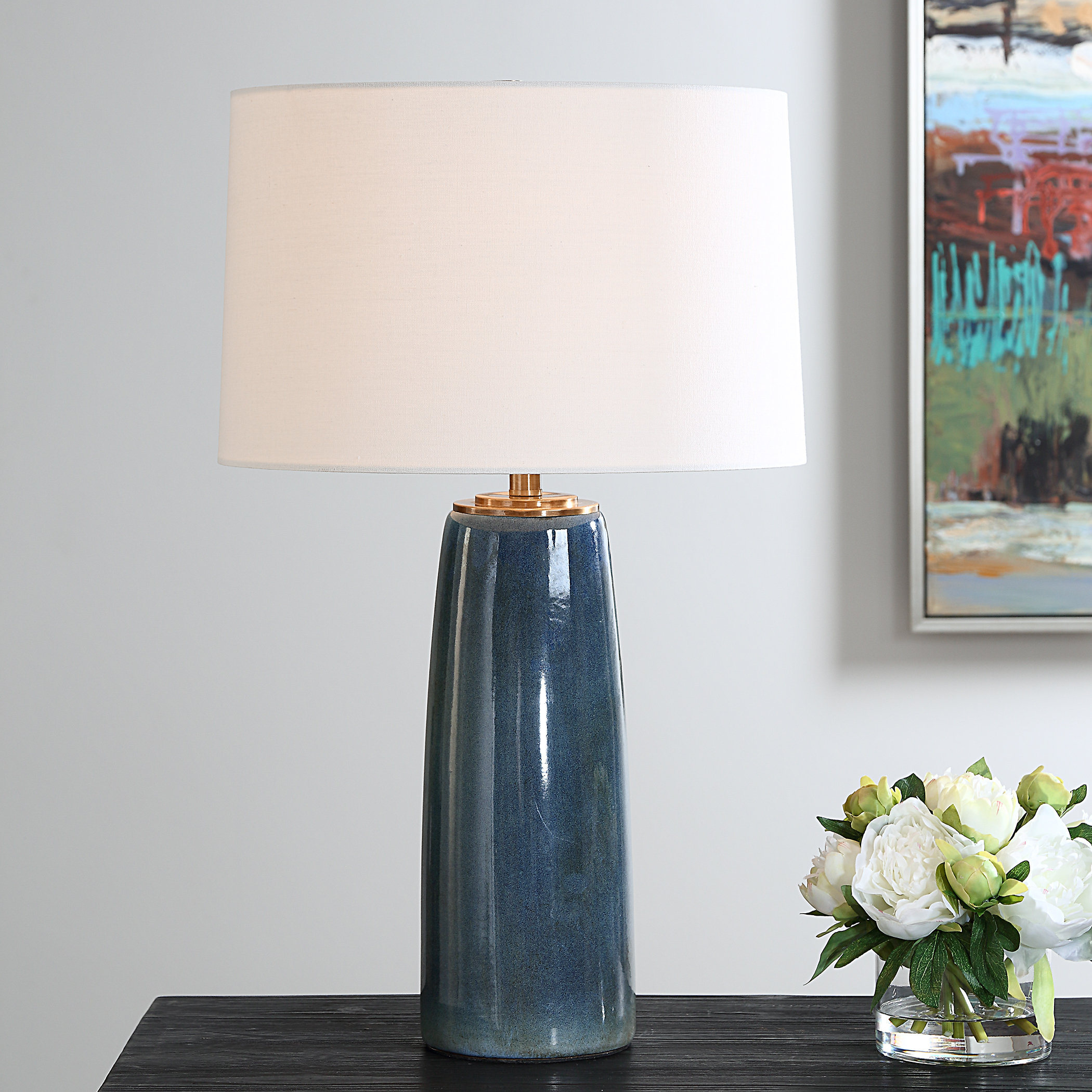 Orren Ellis Berdena Deep Blue Table Lamp | Wayfair