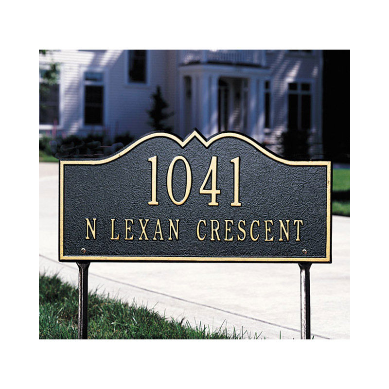 Plaque d'adresse sur 2 lignes Hillsboro, Cuivre antique, Oui