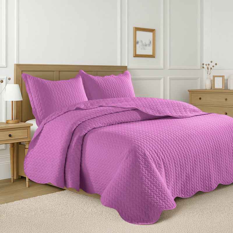 Ensemble de couvre-lit matelassé embossé - Couvre-lit en microfibre ultra doux avec taies décoratives, literie de style hôtel pour tous les lits
