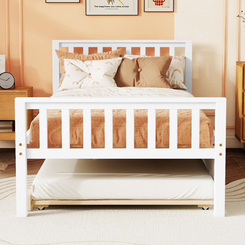Twin Bed With Trundle, White