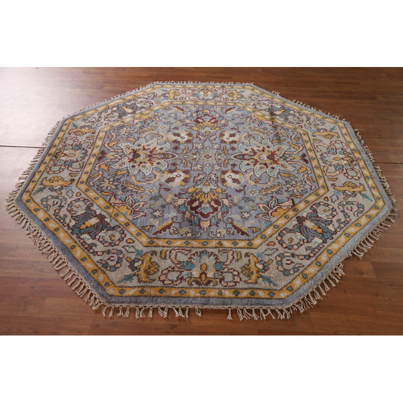 Tapis bleu traditionnel octogonal 6 x 6