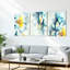 Peinture murale sur toile tendue à l'aquarelle, motif floral de lotus (paquet de 3)-379334249