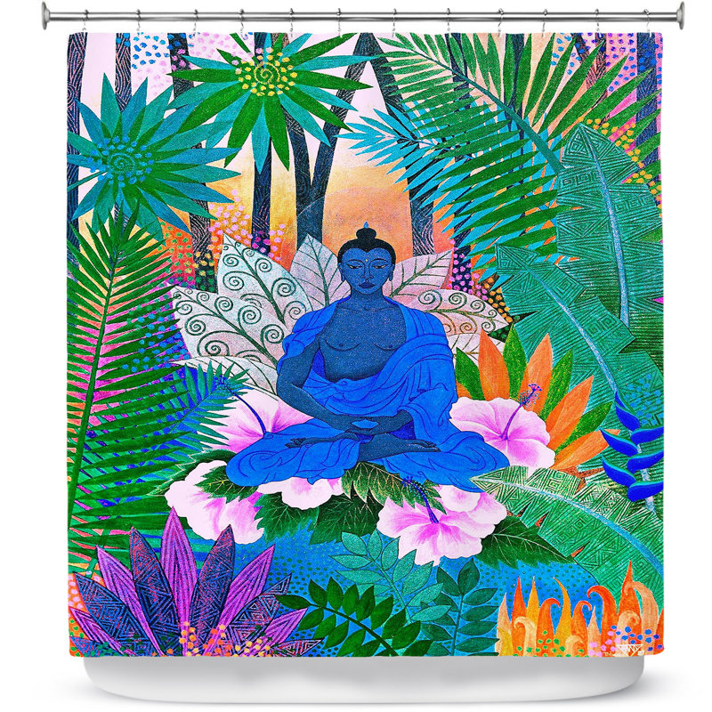 Rideau de douche simple Buddha In the Jungle II