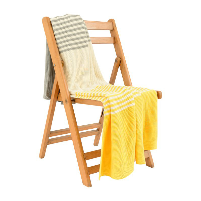 Shannon Knitted Throw Blanket, Light Gray / Natural / Yellow