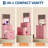 3 in 1 Vanity Desk with 3 Color LED, Compact Makeup Vanity Set with 2 AC Outlets & USB, Dressing Table with Drawers & Acrylic Doors, Nightstand Vanity Mirror, Jewelry Box, Hidden Chair-1152481987