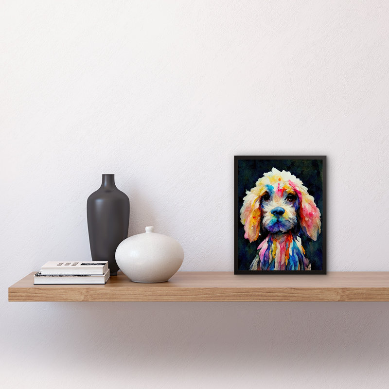 Abstract Dog Spaniel Cavapoo Cockapoo - Single Picture Frame Print, 25.9cm H x 20.6cm W x 1.5cm D