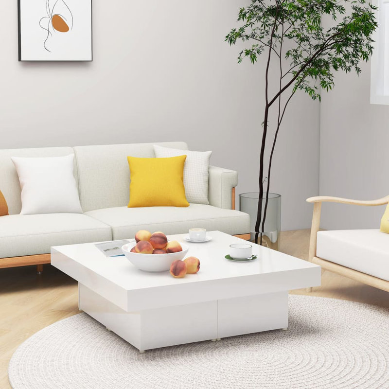 Allete Block Coffee Table, High Gloss White