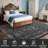 9x12 Washable Area Rugs for Living Room Vintage Distressed Carpet Stain Resistant Non-Slip Pet Child Friendly Retro Floral Accent Throw Rug for Office Bedroom Nursery, Black-85943520-85943521
