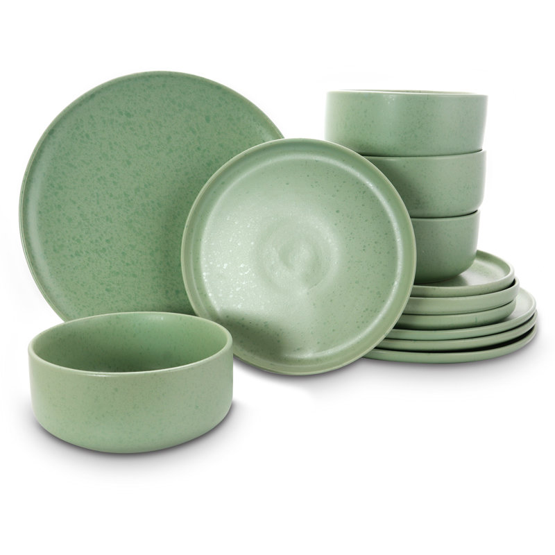 Ensemble 12 pièces de vaisselle, service pour 4 Suellen, Menthe