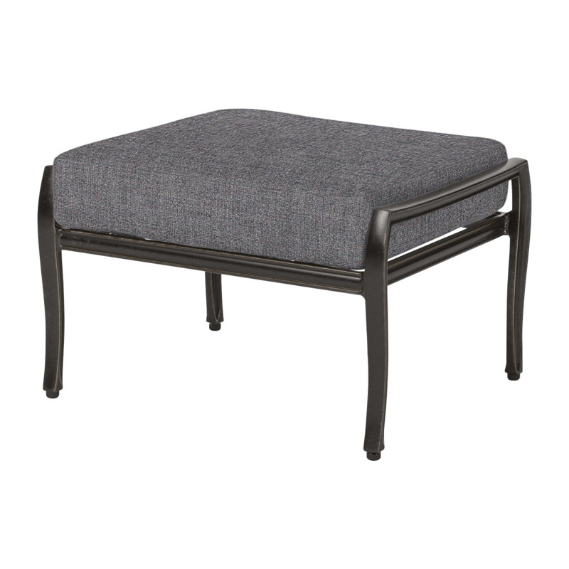 Edge Outdoor Ottoman, Cast Slate Sunbrella® Plainweave, Midnight Gold