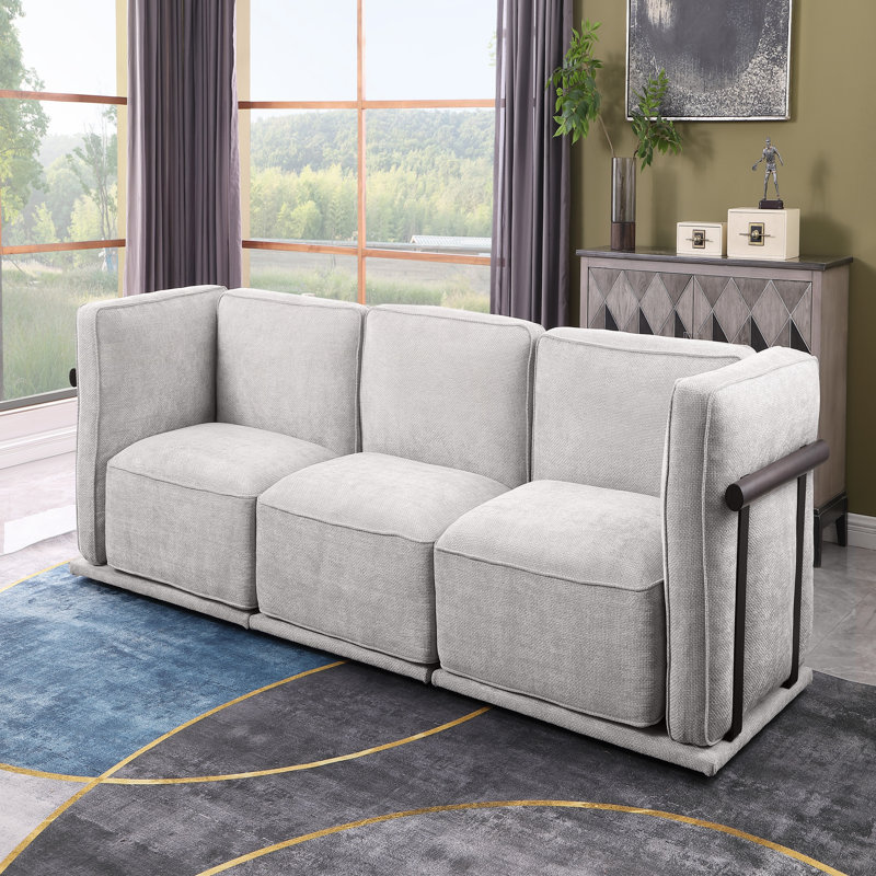 Ensemble de canapé modulaire en tissu avec module d'angle, siège indépendant et repose-pieds carré assorti pour des agencements flexibles