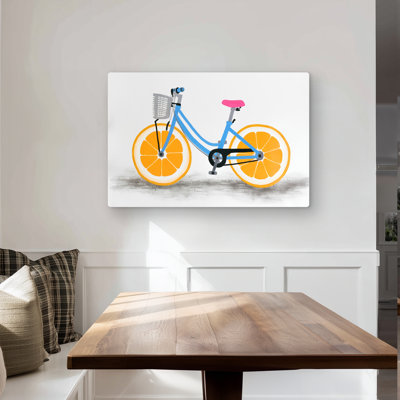 Orange Wheel Bike - Hobbies Illustrative Metal Print Decor