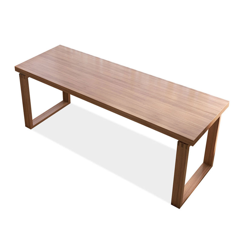 Brown Rectangular Solid Wood desk, 29.53" H x 86.61" W x 35.43" D