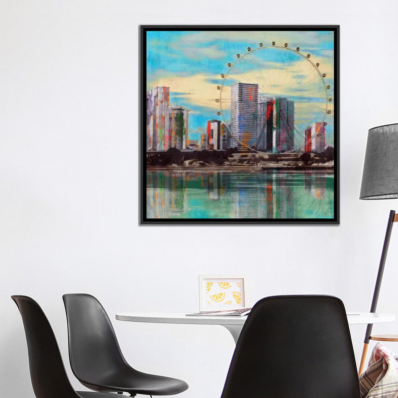 «Sunset Roundabout», reproduction sur toile, H 18 po x l 18 po x P 1,5 po, Toile encadrée noire, Pas de tapis