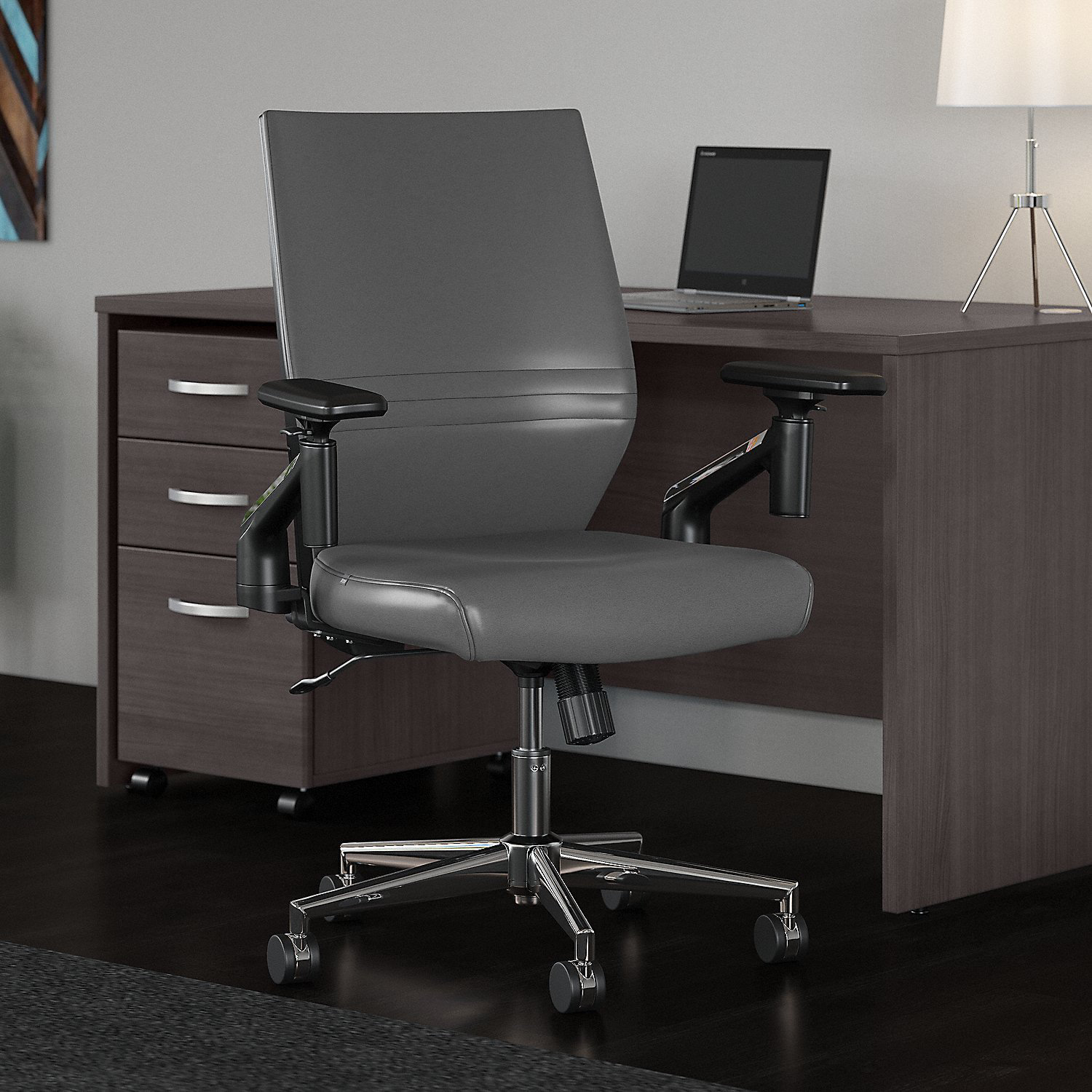 Bush Business Furniture Jamestown Mid Back Leather Task Chair | Wayfair