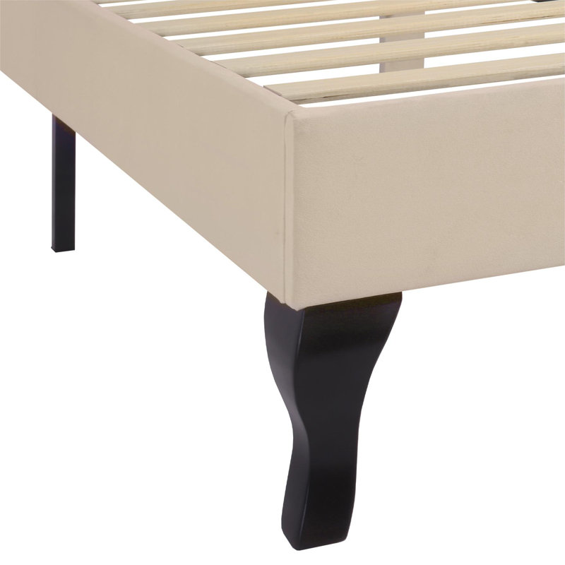 Nataly Upholstered Single (3') Velvet Bed, Beige