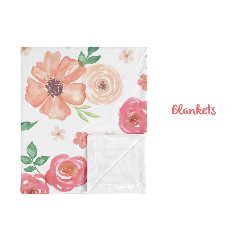 Lavender and Pink Watercolor Floral Fabric Storage Bins, Set of 2