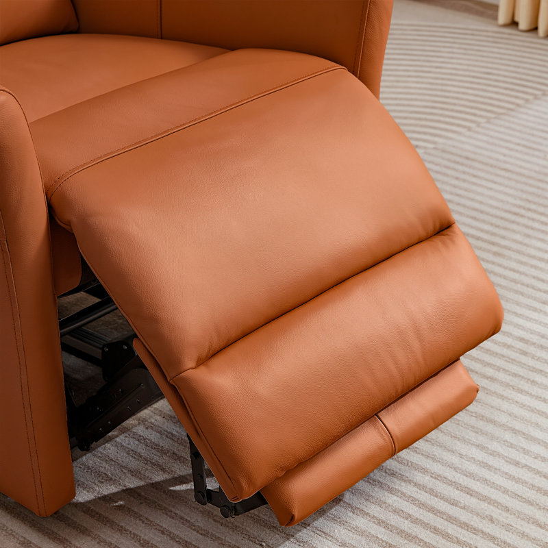 Fauteuil inclinable électrique en cuir véritable à deux moteurs avec appui-tête réglable, accoudoirs évasés et inclinaison zéro gravité à 170 ° (ensemble de 2)