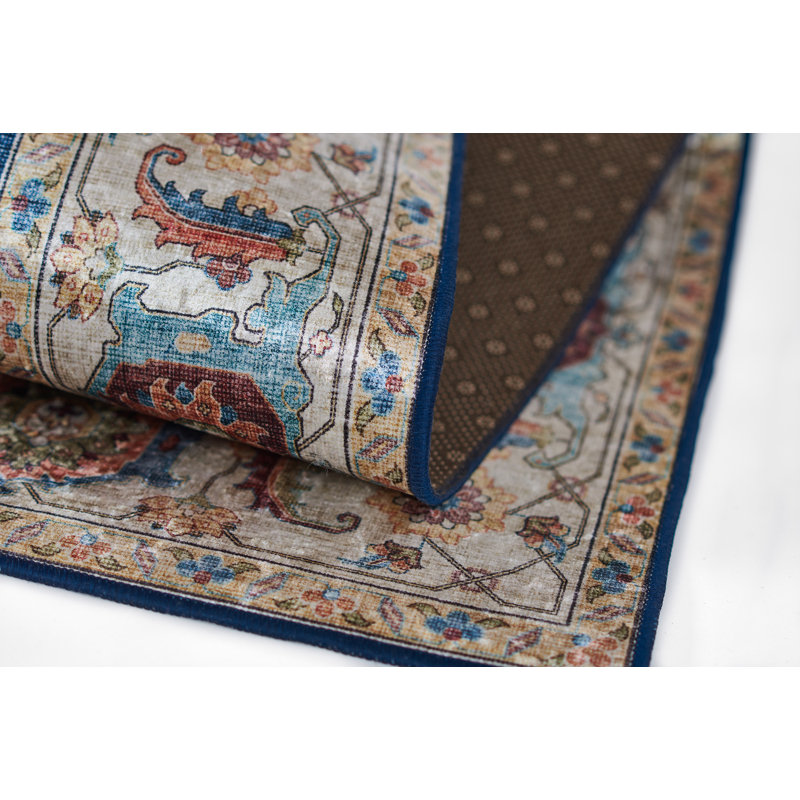 Tapis bleu marine en polyester antidérapant Humberwood, Rectangle 2 pi x 3 pi
