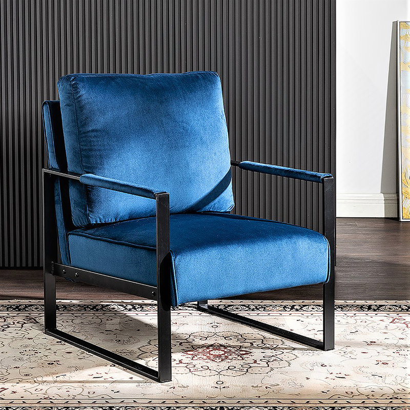 Fauteuil d'appoint Classic Mid Century Modern, Velours bleu
