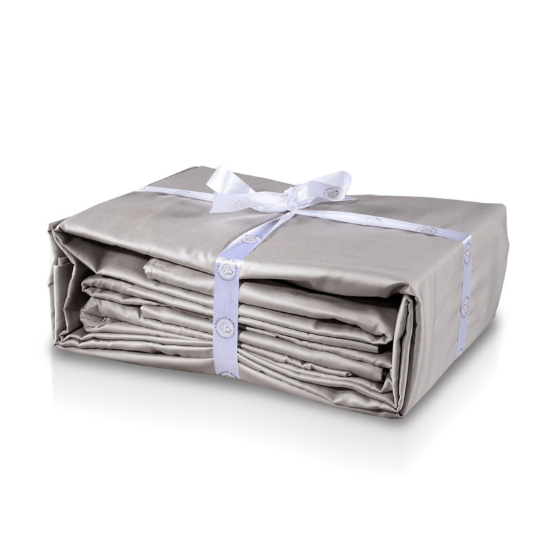 Draps 100% coton Delilah Home, Gris, Couvre-lit double + 4 pièces supplémentaires
