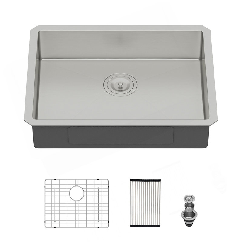 23-Inch Undermount Kitchen Sink With Low 5.5-Inch Depth, ADA-Compliant Single Bowl For Accessibility And Quiet Performance.