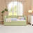 Cozy Gingham Daybed With Trundle Sofa Bed No Box Spring Needed, With USB Port And Adorable Wave Shaped, Linen Fabric-731963043