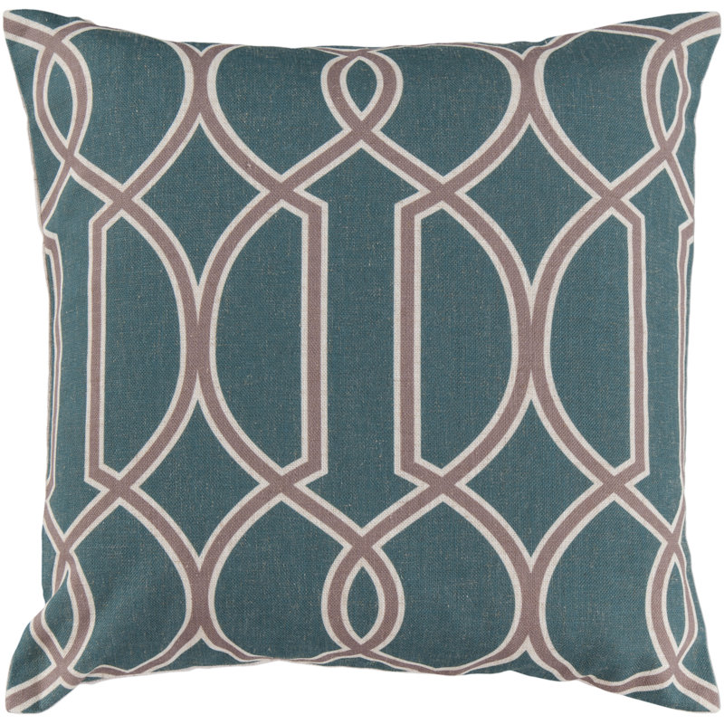 Taylor Geometric Pillow Cover, 22" x 22", Teal/Camel
