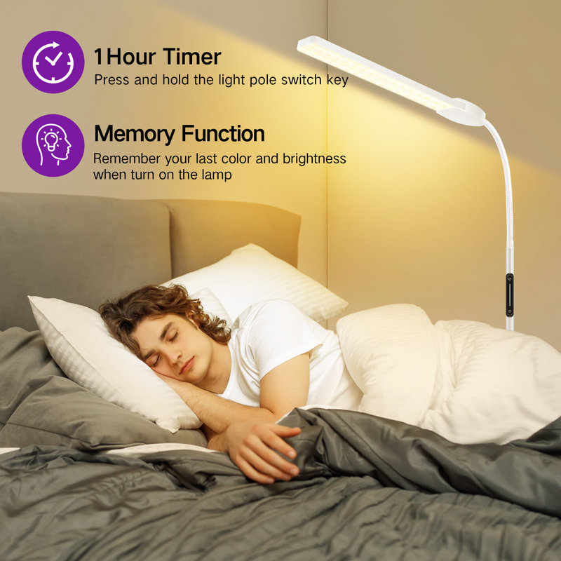 68.5" LED Dimmable Standing Lamp with Double Head,18W Super Bright LED Floor Lamp with Remote, White