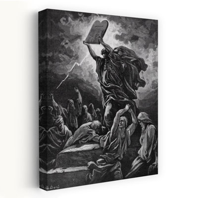 «Moses Breaking The Tablets Of The Law The Ten Commandments» par Gustav Dore, art mural rétro classique rétro