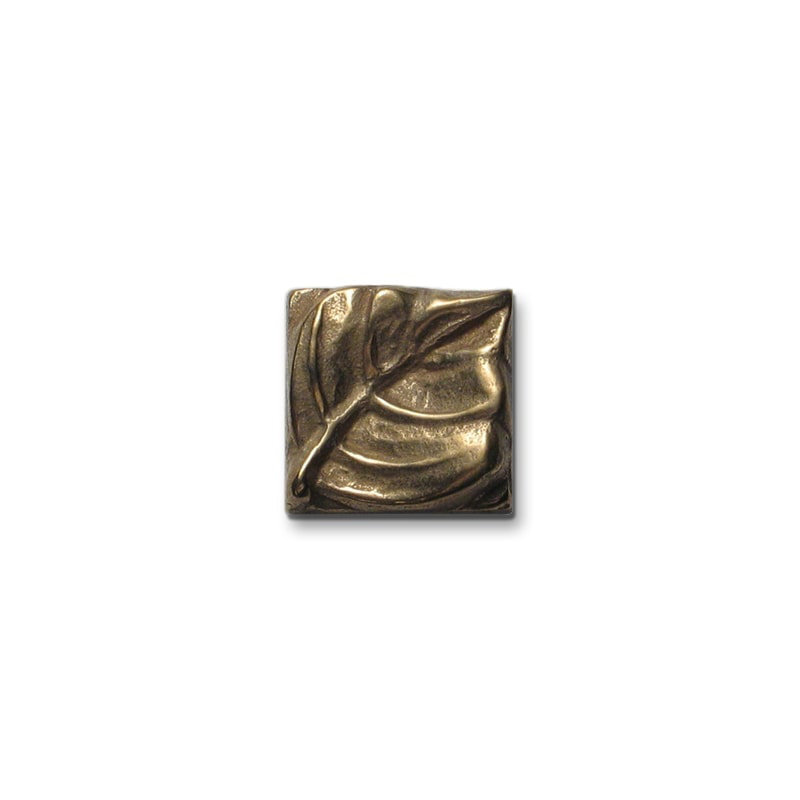Aspen Leaf Bronze Square Knob, Traditional Bronze
