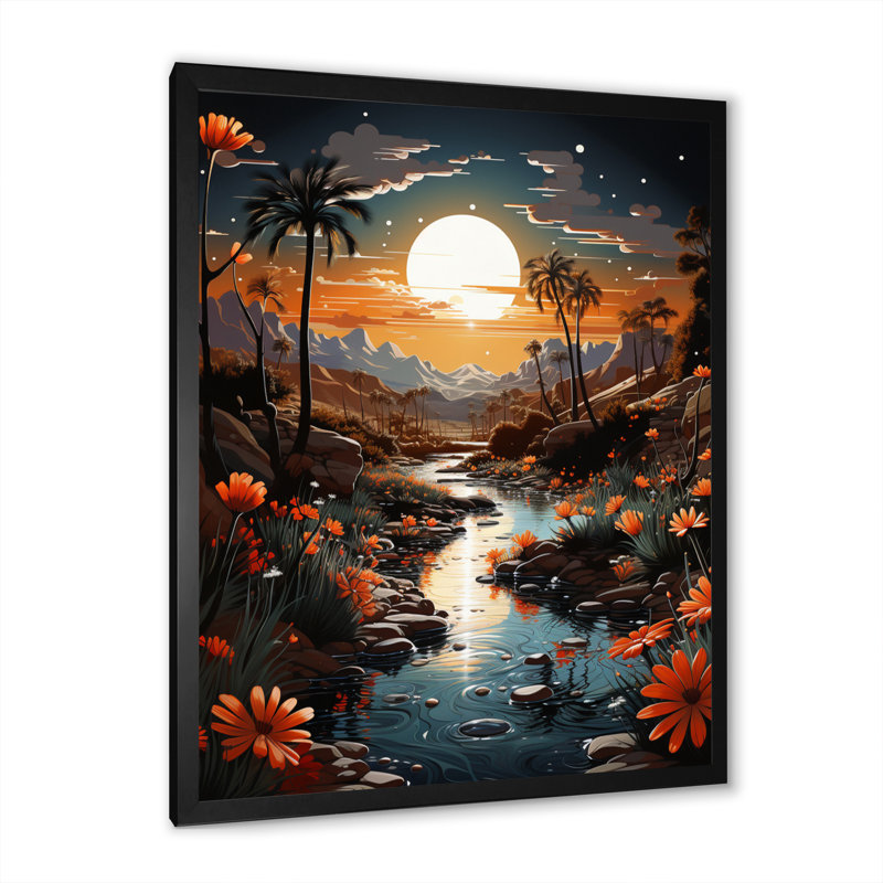 Koreon Desert Oasis Silver II sur impression sur toile, Cadre photo noir, H 20 po x l 12 po x P 1 po