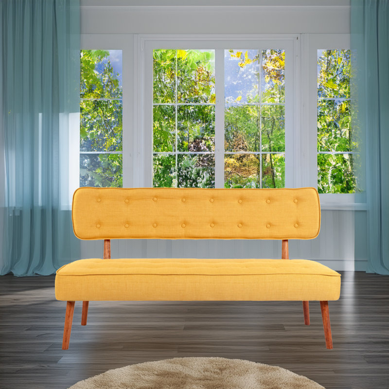 Banc rembourré en polyester, Jaune
